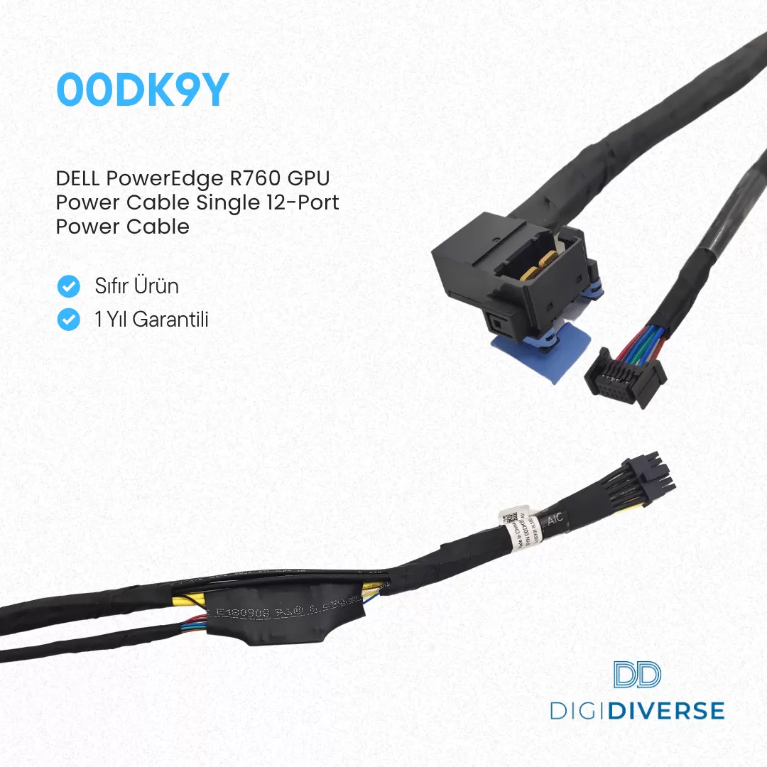 DELL 0DK9Y Poweredge R760 12-Port GPU Güç Kablosu